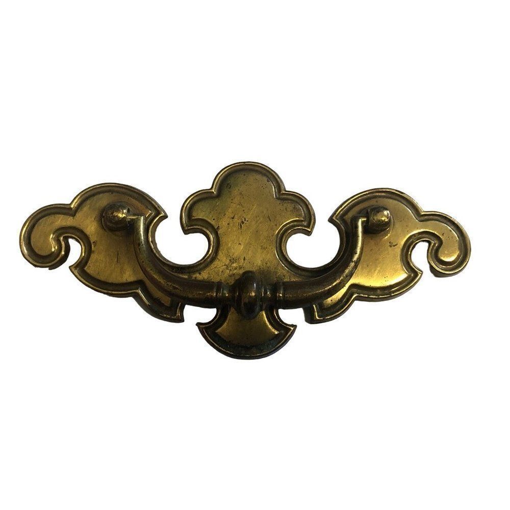 Vintage Keeler Brass Co KBC Chippendale Style Batwing Solid Brass Drawer Drop Pu